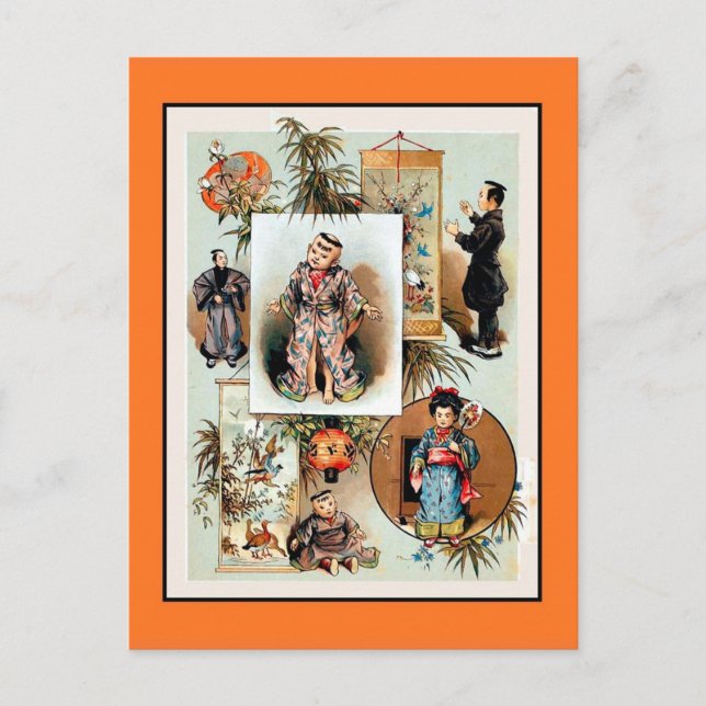 Antike Viktorianische chinesische Puppen aus dem 1 Postkarte (Vorderseite)