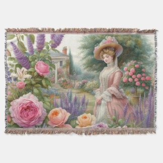 Antike viktorianische Dame Blumen Garten Decoupage Decke