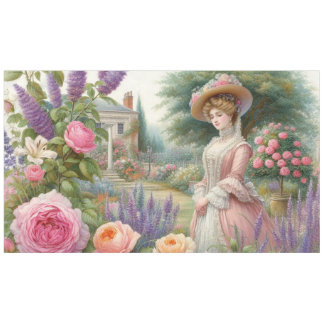 Antike viktorianische Dame Blumen Garten Decoupage Tischdecke