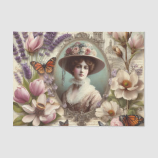 Antike viktorianische Dame Florale Decoupage Seidenpapier