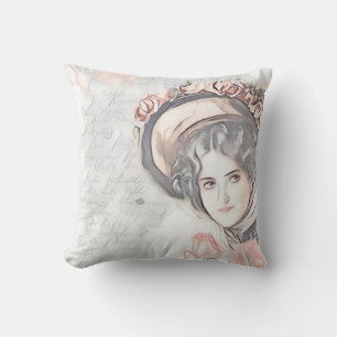 Antike viktorianische Dame mit Bonet und Rosen Kissen