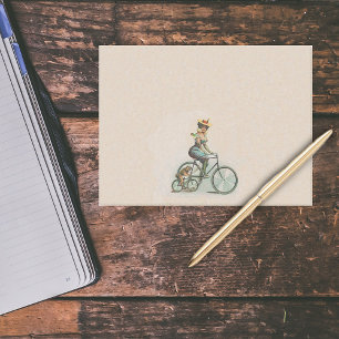 Antike viktorianische Dame mit Hund auf Fahrrad Post-it Klebezettel