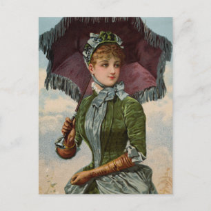 Antike viktorianische Dame mit Sonnenschirm Postkarte