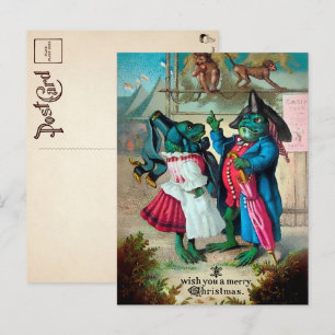 Antike viktorianische Frösche Weihnachtspostkarte Postkarte
