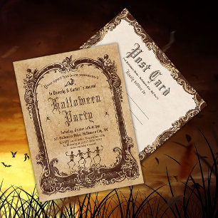 Antike viktorianische Gothic-Halloween-Party-Postk Postkarte
