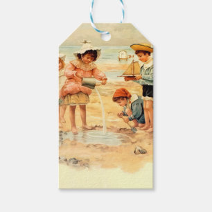 Antike viktorianische Kinder am Strand, feine Kuns Geschenkanhänger