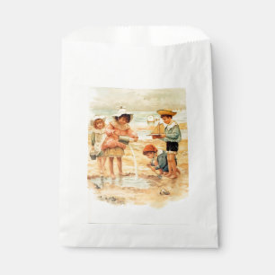 Antike viktorianische Kinder am Strand Fine Art Geschenktütchen