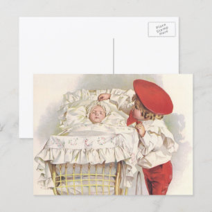 Antike viktorianische Kinder, Kind und Baby im Kin Postkarte