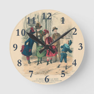 Antike viktorianische Kinder spielen Ball 1880 Win Runde Wanduhr