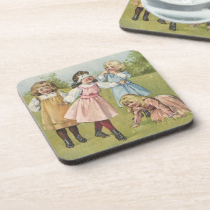 Antike viktorianische Kinder spielen Blindekuh Getränkeuntersetzer