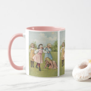 Antike viktorianische Kinder spielen Blindekuh Tasse