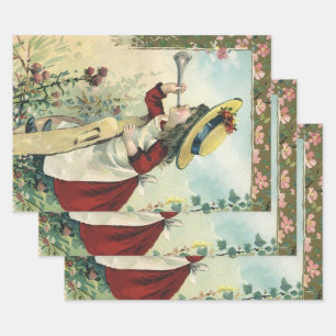 Antike viktorianische Kinderdarstellung, Mädchen b Geschenkpapier Set