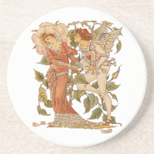 Antike viktorianische Kunst, Rose von Walter Crane Untersetzer