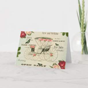 Antike viktorianische Mädchen-Grußkarte mit Blumen Karte