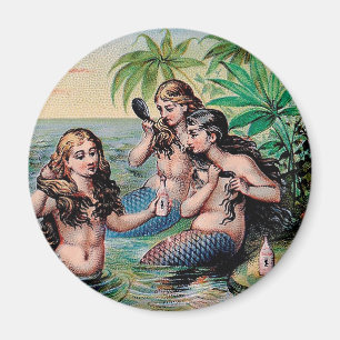 Antike viktorianische Meerjungfrauen-Schatzschiff- Magnet