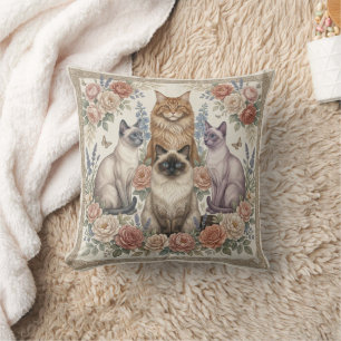 Antike viktorianische ornamentale florale Katzenku Kissen