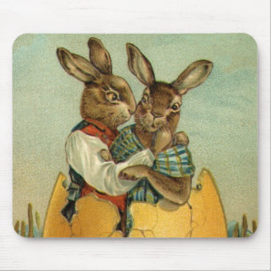 Antike viktorianische Osterhasen in einem goldenen Mousepad