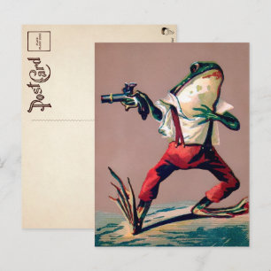 Antike viktorianische Postkarte mit Frosch und Pis