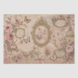 Antike viktorianische rosafarbene Rosen, Spitze un Seidenpapier