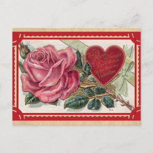Antike viktorianische Rosen Valentinstag Postkarte