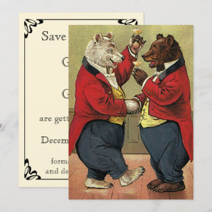 Antike viktorianische tanzende Bären retten das Da Save The Date