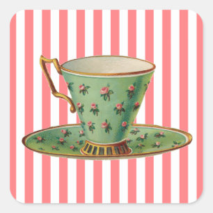 Antike viktorianische Teetasse Quadratischer Aufkleber