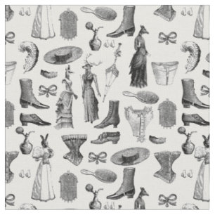 antike viktorianische Tiere Schwarz-Weiß-Toile Fra Stoff