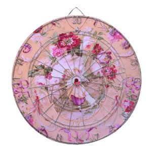 Antike viktorianische Toile im Rokoko-Stil, floral Dartscheibe
