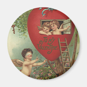 Antike viktorianische Valentins-Tages-Cherubs-Baum Magnet