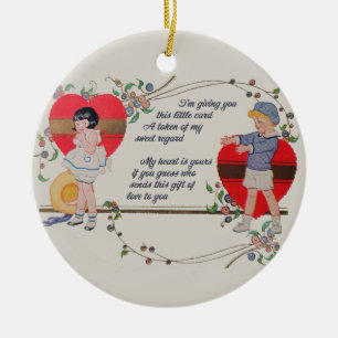 Antike viktorianische Valentinskarten-Kunst Retro Keramik Ornament