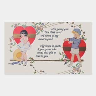 Antike viktorianische Valentinskarten-Kunst Retro  Rechteckiger Aufkleber