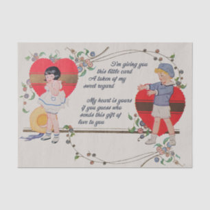 Antike viktorianische Valentinskarten-Kunst Retro  Seidenpapier