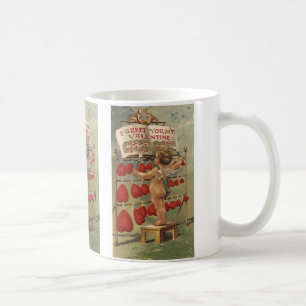 Antike viktorianische Valentinstag, Amor und Herze Kaffeetasse