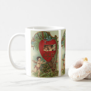 Antike viktorianische Valentinstag-Cherubs Baumhau Kaffeetasse