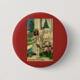 Antike viktorianische Valentinstag-Grafik, Engelsh Button