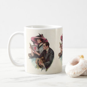 Antike viktorianische Valentinstag Liebe und Roman Kaffeetasse