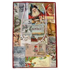 Antike Viktorianische Weihnachten Ephemera Collage Mittlere Geschenktüte