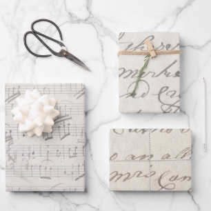 Antike viktorianische Weihnachtsmusik-Notenblatt-S Geschenkpapier Set