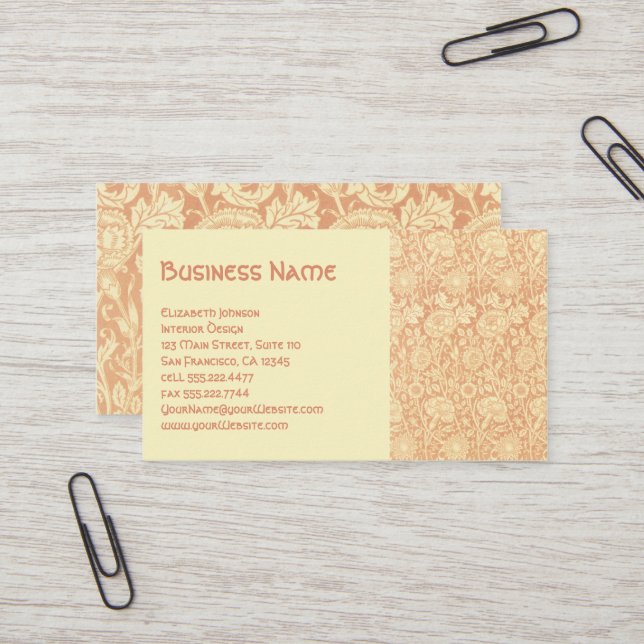 Antike Viktorianische William Morris Rose Visitenkarte (Vorderseite/Rückseite Beispiel)