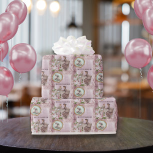 Antike viktorianische Worte der Liebe Staubrosa Geschenkpapier