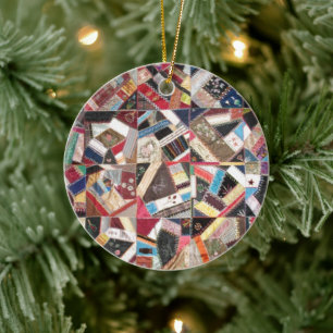 Antike, Viktorianische Zeit, verrückte Quilt Keramikornament