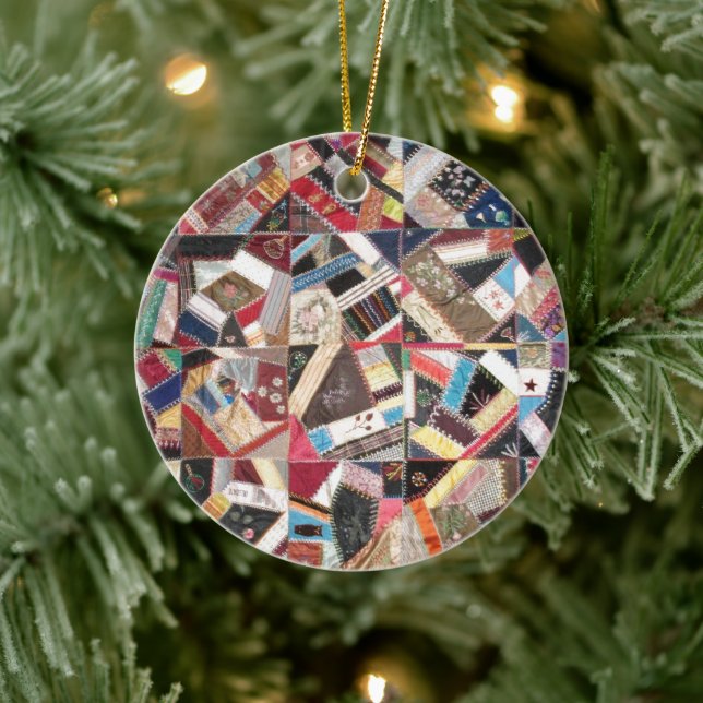 Antike, Viktorianische Zeit, verrückte Quilt Keramikornament (Baum)