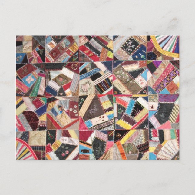 Antike, Viktorianische Zeit, verrückte Quilt Postkarte (Vorderseite)
