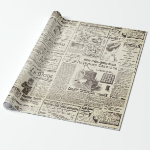 Antike Vintage Beige Französische Werbung Ephemera Geschenkpapier