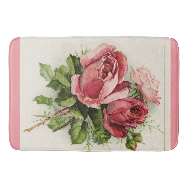 Antike Vintage florale Rose Badematte (Vorderseite)