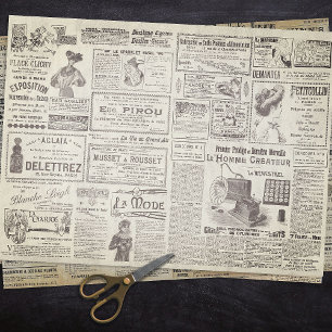 Antike Vintage französische Werbung Ephemera Beige Seidenpapier