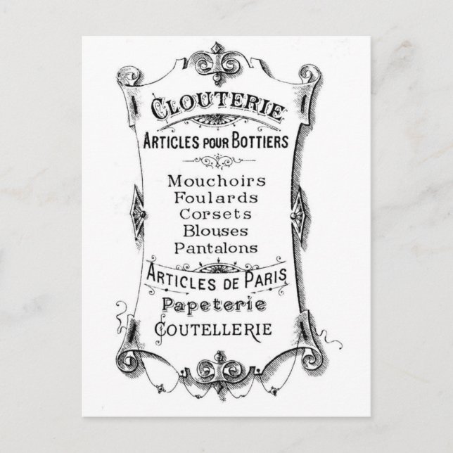 Antike Vintage französische Werbung Postkarte (Vorderseite)