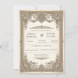 Antike Vintage-Hochzeitseinladung Einladung