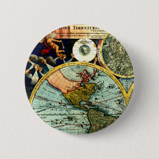Antike Vintage Karten-Weltkugel-historische Kunst Button