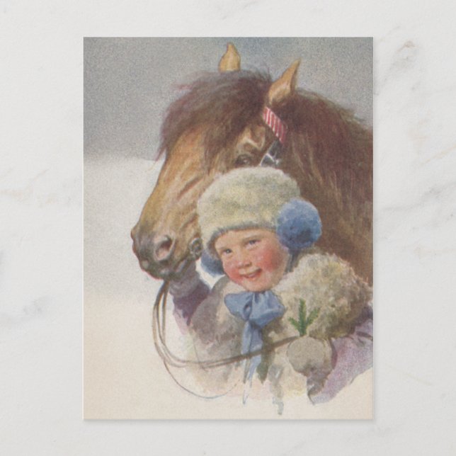 Antike Vintage Kinder Memory Pony Pferd Postkarte (Vorderseite)